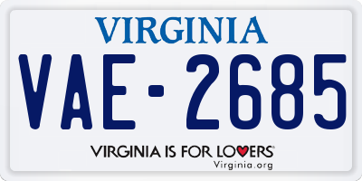 VA license plate VAE2685