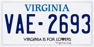 VA license plate VAE2693