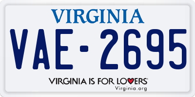 VA license plate VAE2695
