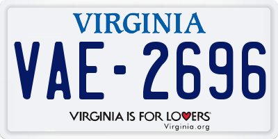 VA license plate VAE2696