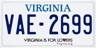 VA license plate VAE2699