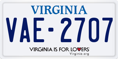 VA license plate VAE2707