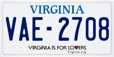 VA license plate VAE2708