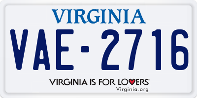 VA license plate VAE2716
