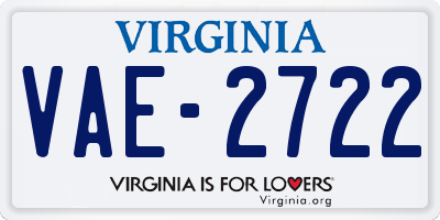 VA license plate VAE2722