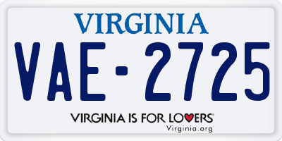 VA license plate VAE2725