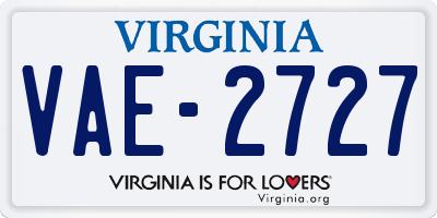 VA license plate VAE2727
