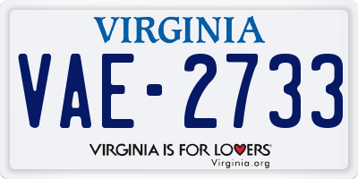 VA license plate VAE2733