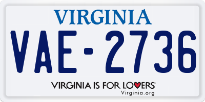 VA license plate VAE2736