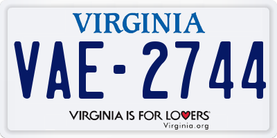 VA license plate VAE2744
