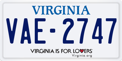 VA license plate VAE2747