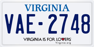 VA license plate VAE2748