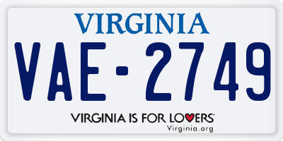 VA license plate VAE2749