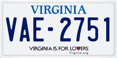 VA license plate VAE2751