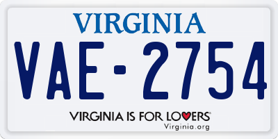 VA license plate VAE2754