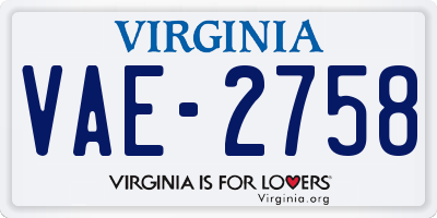 VA license plate VAE2758