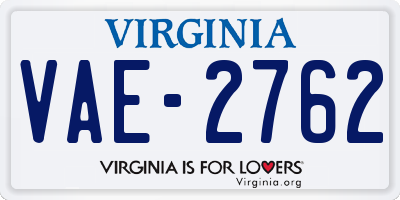 VA license plate VAE2762