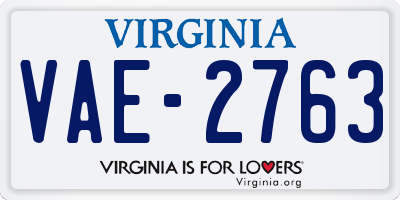 VA license plate VAE2763