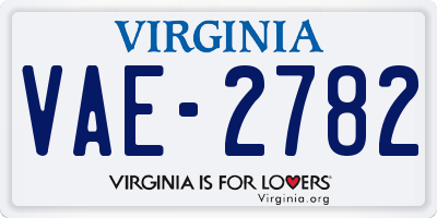 VA license plate VAE2782