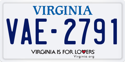 VA license plate VAE2791