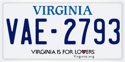 VA license plate VAE2793