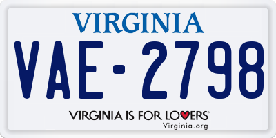 VA license plate VAE2798
