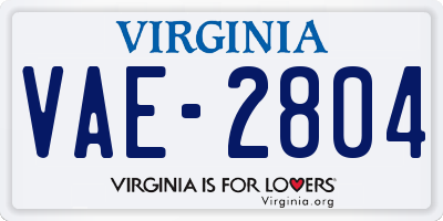 VA license plate VAE2804