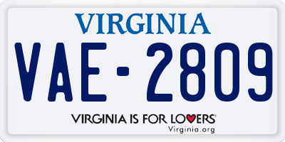 VA license plate VAE2809