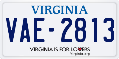 VA license plate VAE2813