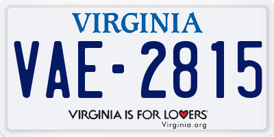 VA license plate VAE2815