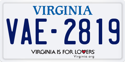 VA license plate VAE2819