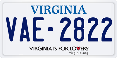 VA license plate VAE2822