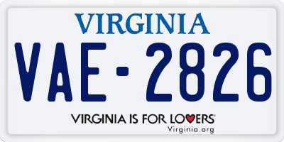 VA license plate VAE2826