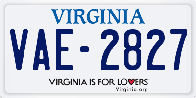 VA license plate VAE2827