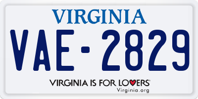 VA license plate VAE2829