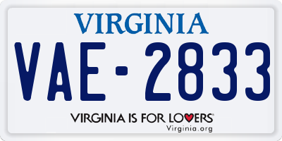 VA license plate VAE2833
