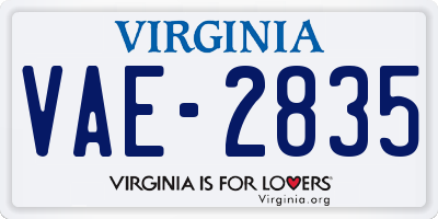 VA license plate VAE2835