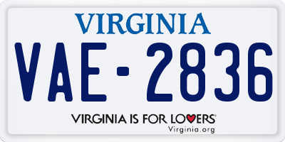 VA license plate VAE2836