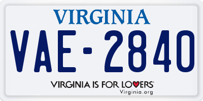 VA license plate VAE2840