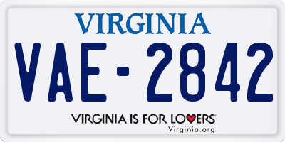 VA license plate VAE2842
