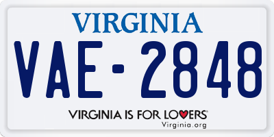 VA license plate VAE2848