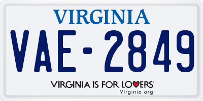 VA license plate VAE2849