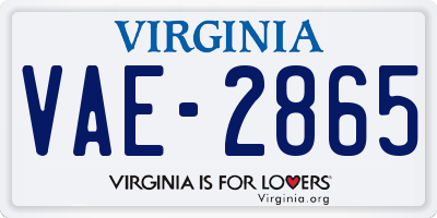 VA license plate VAE2865