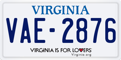 VA license plate VAE2876