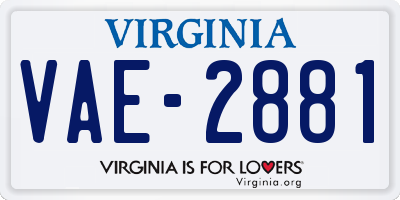 VA license plate VAE2881