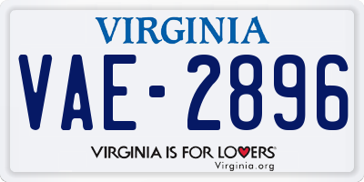 VA license plate VAE2896