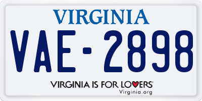 VA license plate VAE2898