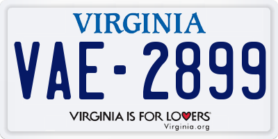 VA license plate VAE2899
