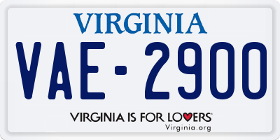 VA license plate VAE2900