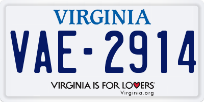 VA license plate VAE2914
